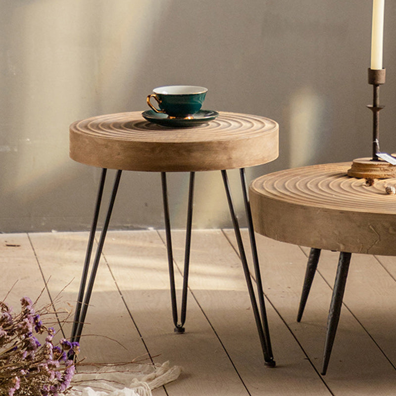 Scandinavian Solid Wood Cocktail Coffee Metal Round Coffee Table