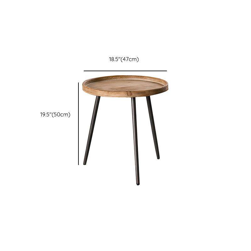 Scandinavian Solid Wood Cocktail Coffee Metal Round Coffee Table