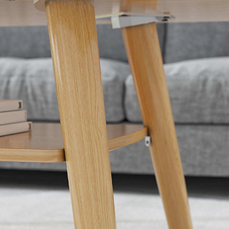 Modern 16.53" Tall R Wooden Coffee Table 4 Legs Cocktail Table with Shelf