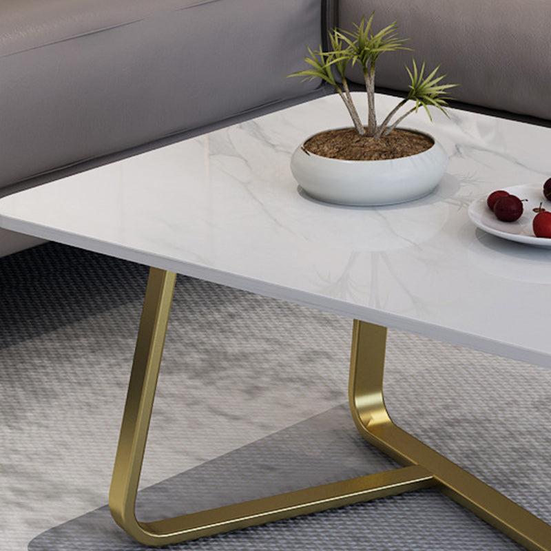 Glam Stop Top Coffee Table with Iron Cross Legs for Living Room