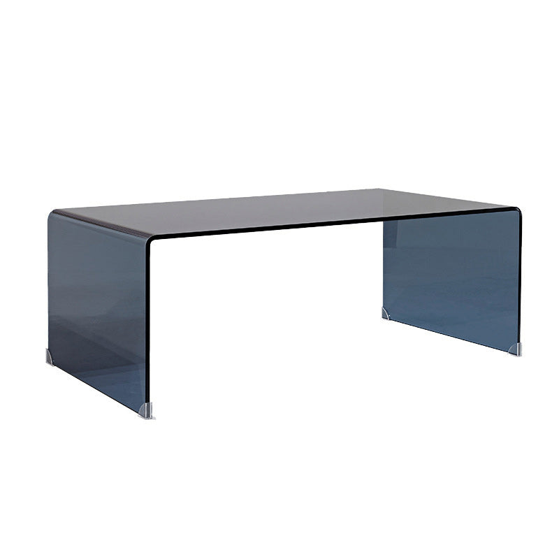 Modern Rectangle Glass Coffee Table Sled Base Cocktail Table