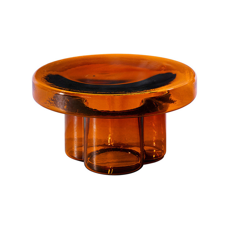 Contemporary Round Glass Coffee Table Pedestal Cocktail Table