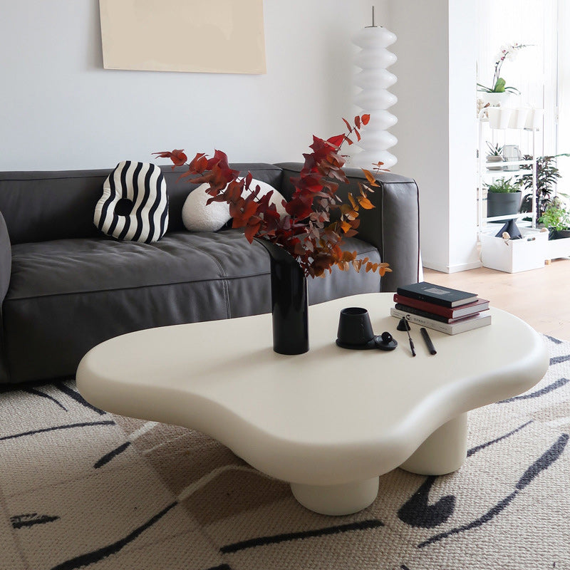 Free Form Coffee Table Scandinavian Wooden Cocktail Table with 4 Legs