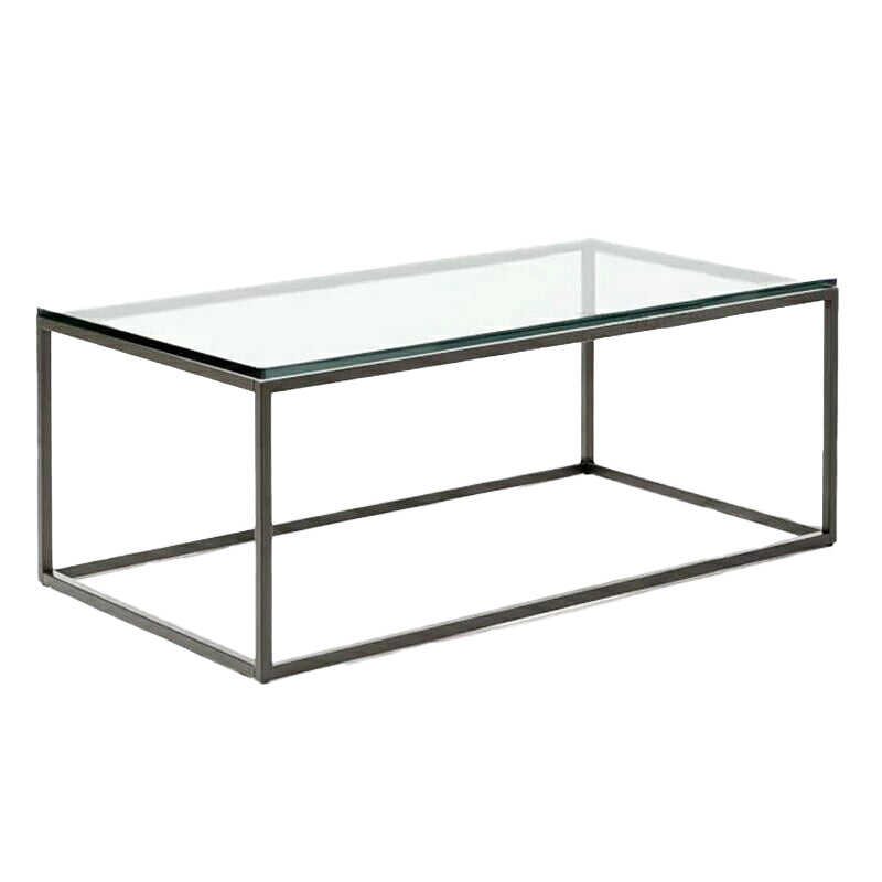 Modern Style Rectangular Glass Coffee Table 17.7-In H Metal Frame 1 Single Cocktail Table