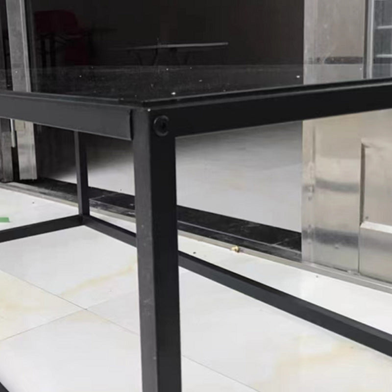 Modern Style Rectangular Glass Coffee Table 17.7-In H Metal Frame 1 Single Cocktail Table