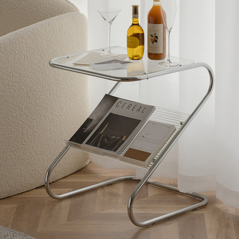 Abstract End Table Contemporary Style 23.62-inch Glass Top Side Table
