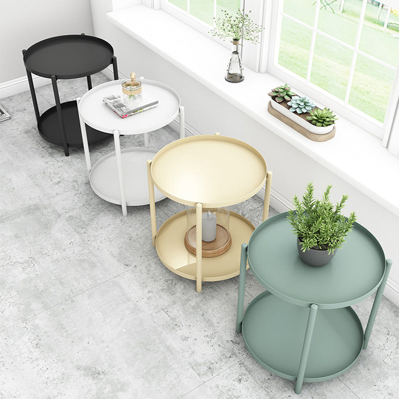 Modern Round Tray Top Side End Table 4 Legs Side Table for Living Room