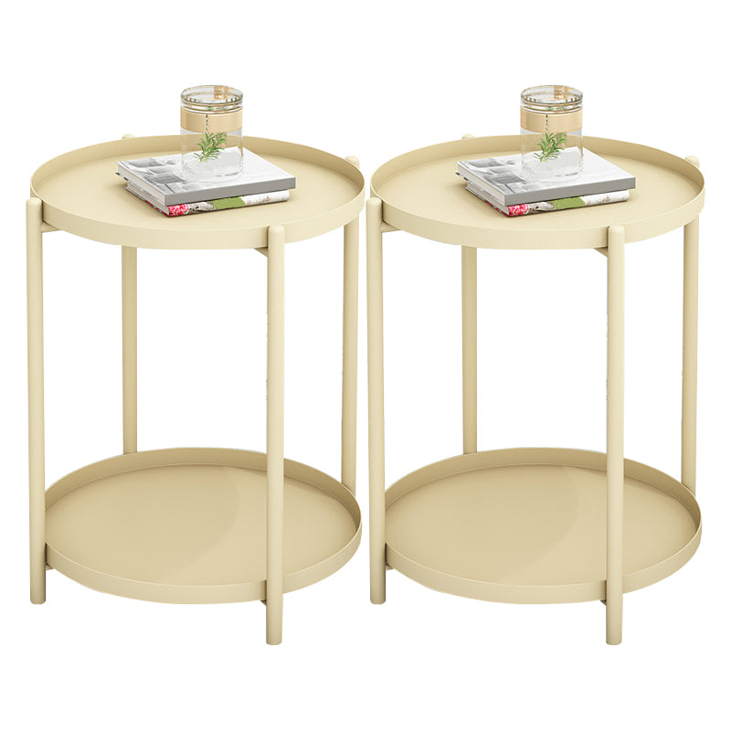Modern Round Tray Top Side End Table 4 Legs Side Table for Living Room