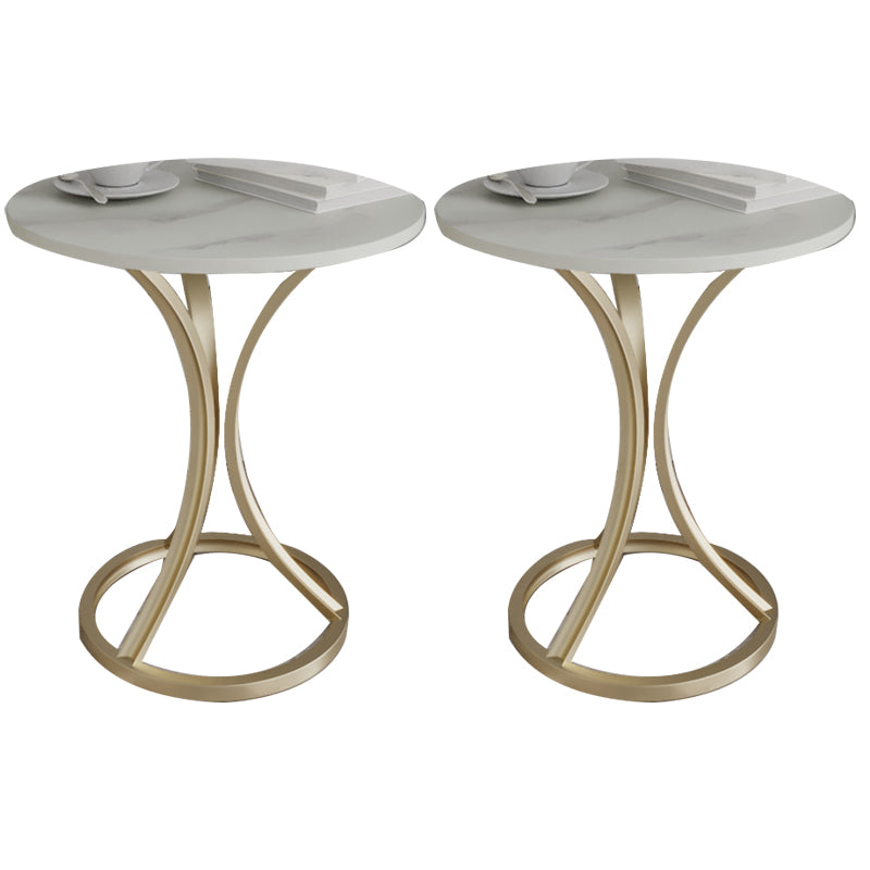 Modern Slate Round Side End Table Pedestal Table for Living Room