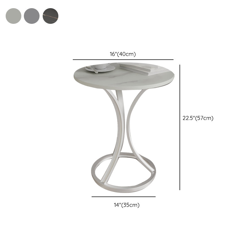 Modern Slate Round Side End Table Pedestal Table for Living Room