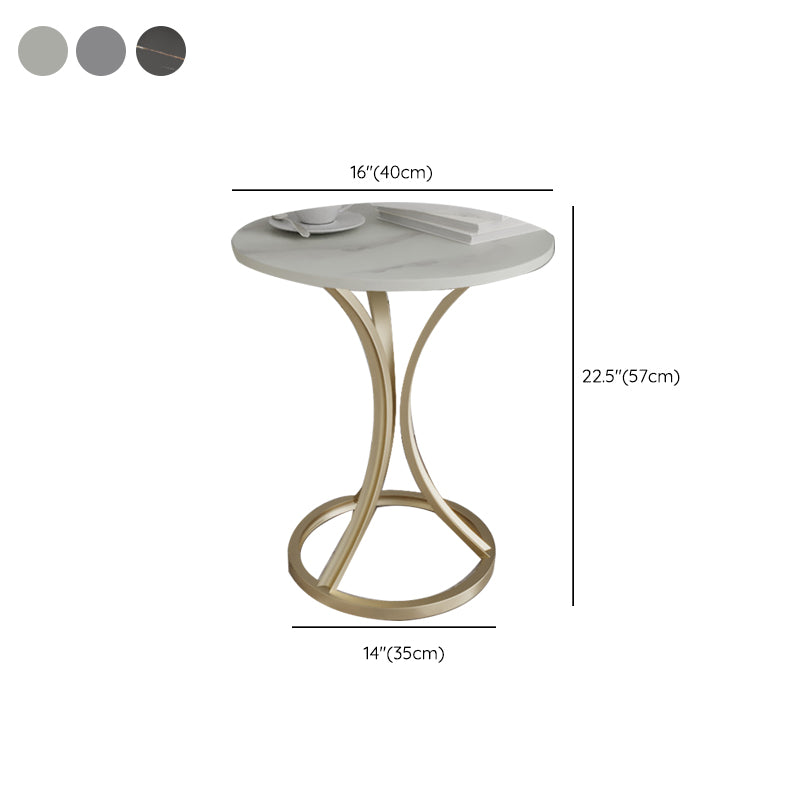 Modern Slate Round Side End Table Pedestal Table for Living Room