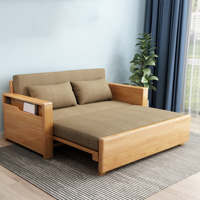 31.49" Wide Sleeper Sofa Linen Square Arms Sofa Bed with Upholstered