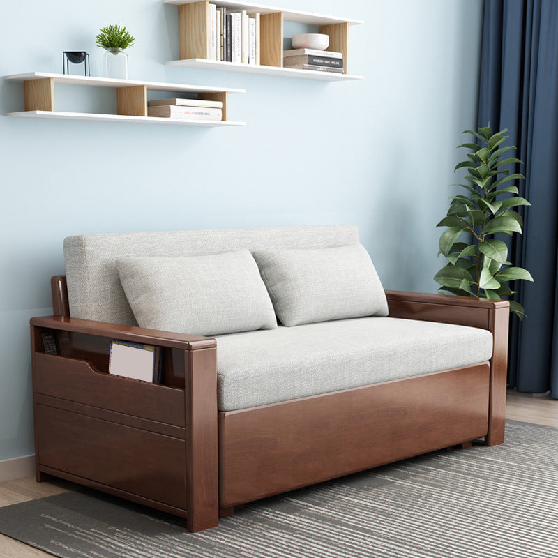 31.49" Wide Sleeper Sofa Linen Square Arms Sofa Bed with Upholstered