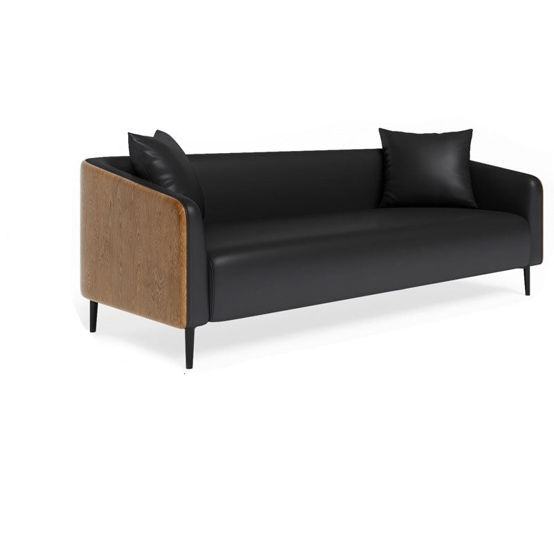 Stain Resistant Sofa Faux Leather Tuxedo Arm Sofa for Bonus Room