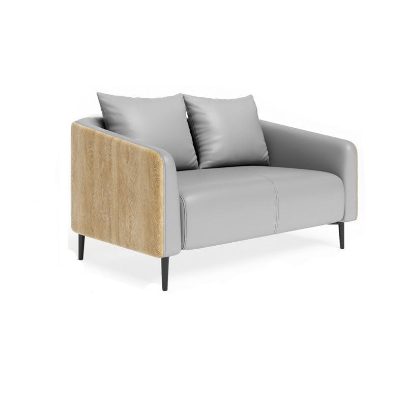 Stain Resistant Sofa Faux Leather Tuxedo Arm Sofa for Bonus Room