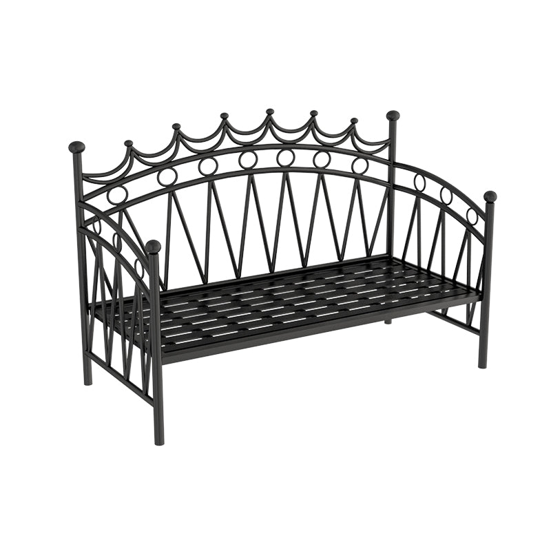 Scandinavian Iron Frame Daybed with Open-Frame Headboard and Guardrail