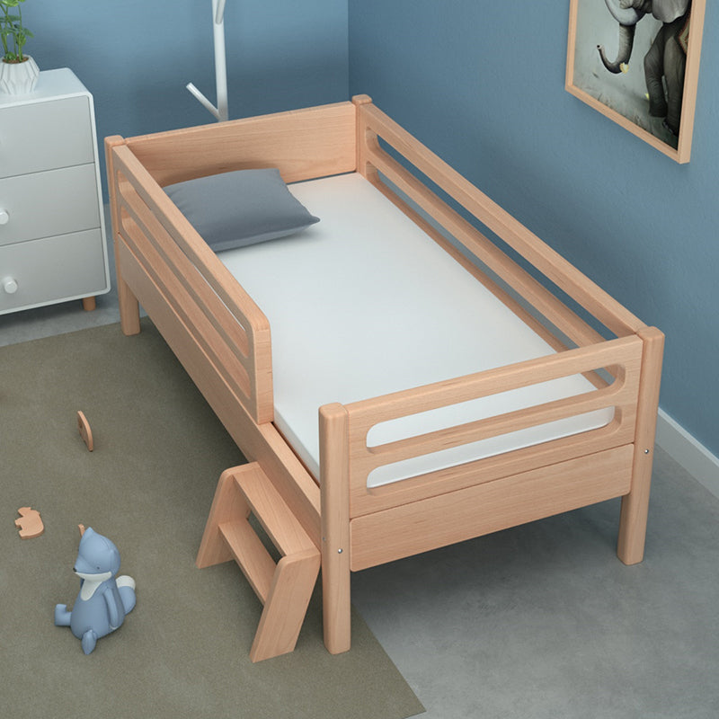 Modern Baby Crib with Guardrail Light Wood Beech Nursery Crib