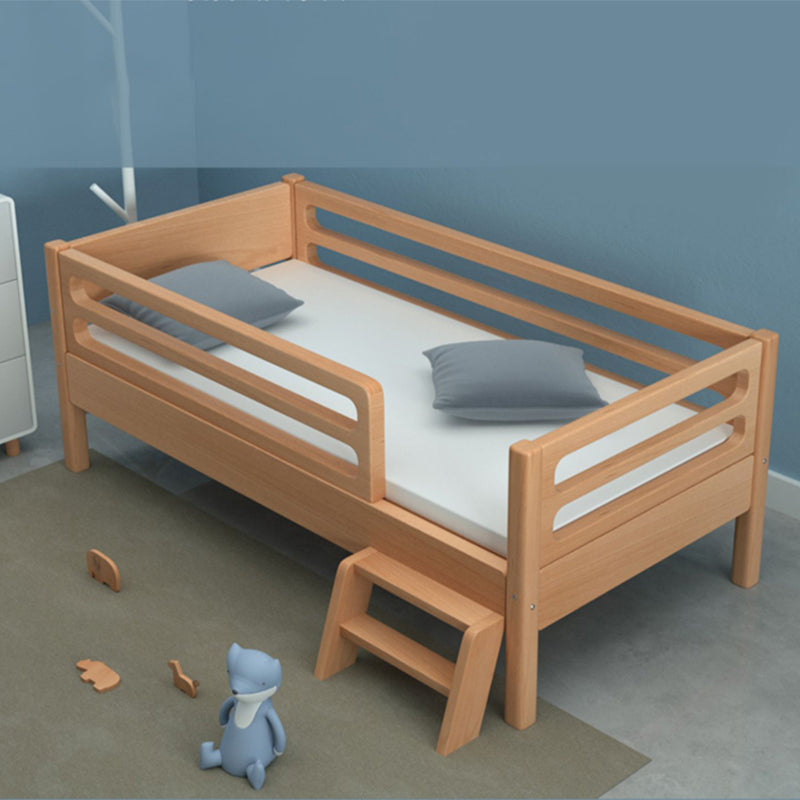 Modern Baby Crib with Guardrail Light Wood Beech Nursery Crib