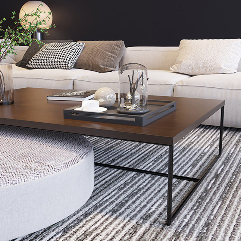 13.78" H Modern Rectangle Wooden Coffee Table Metal Sled Cocktail Table