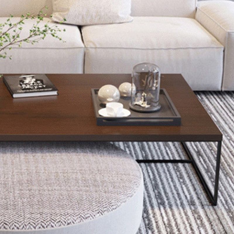 13.78" H Modern Rectangle Wooden Coffee Table Metal Sled Cocktail Table