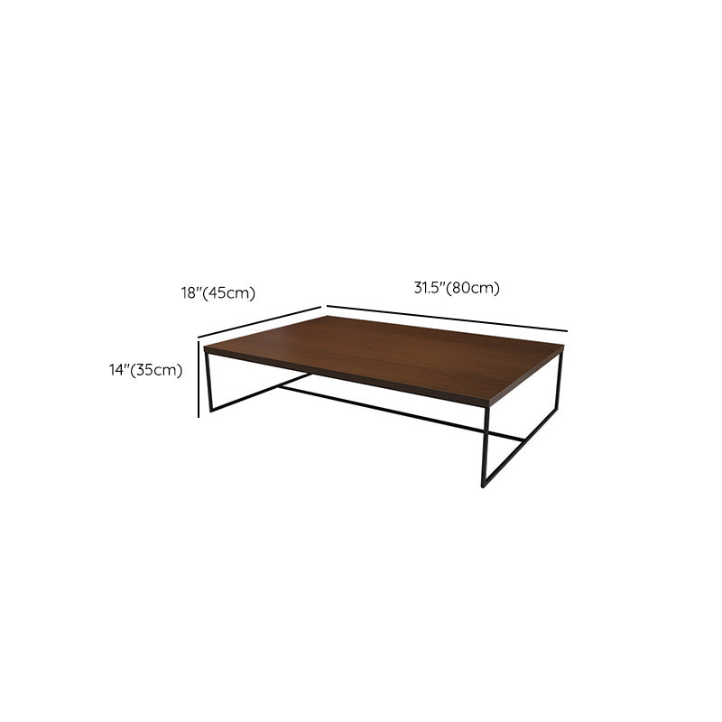 13.78" H Modern Rectangle Wooden Coffee Table Metal Sled Cocktail Table