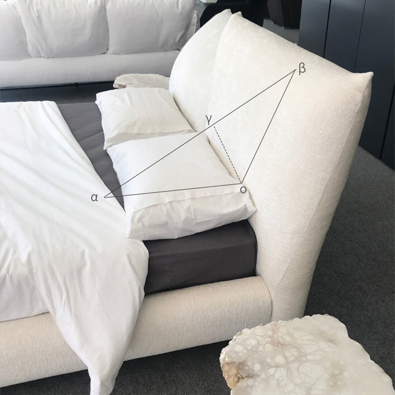 Modern Standard Bed Arched Shape Upholstered Headboard Standard Bed