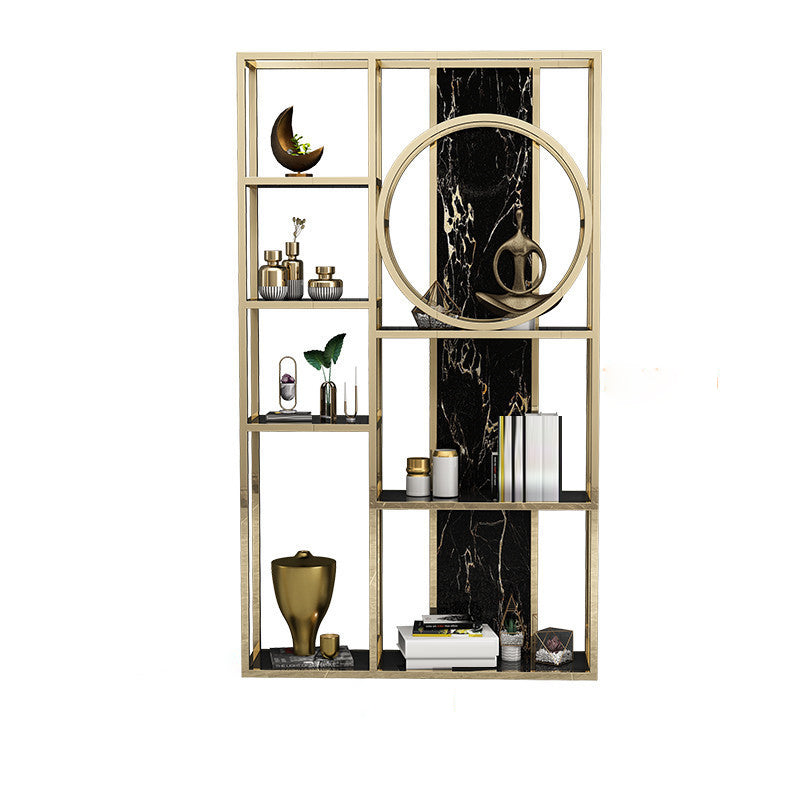 Glam Antique Finish Bookcase Metal Etagere Bookshelf with Shelves