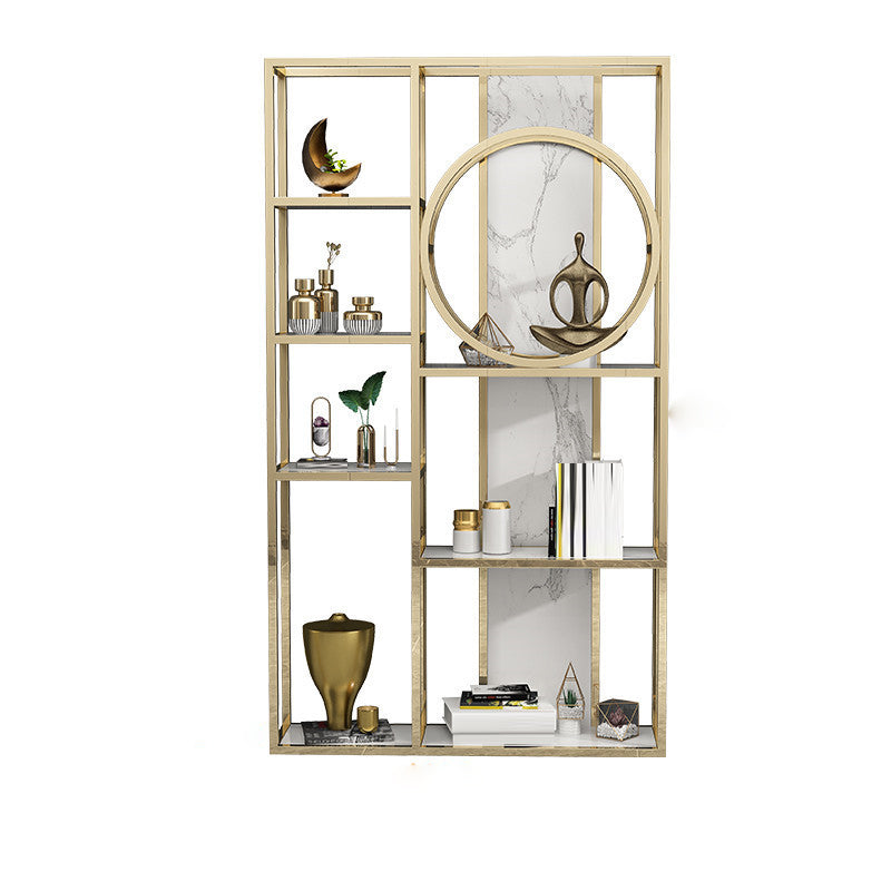 Glam Antique Finish Bookcase Metal Etagere Bookshelf with Shelves