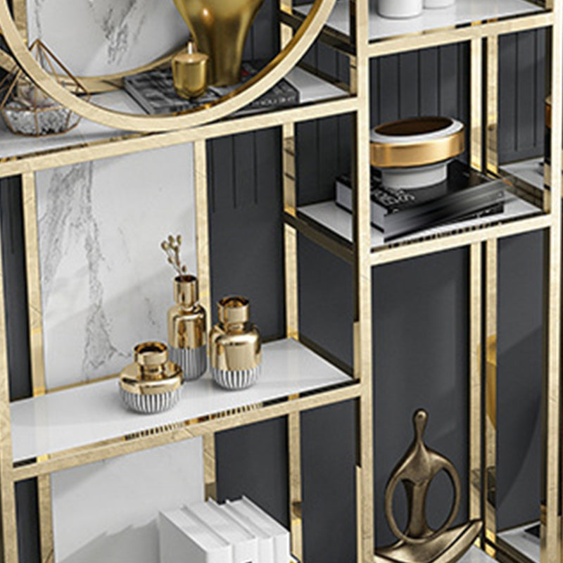 Glam Antique Finish Bookcase Metal Etagere Bookshelf with Shelves