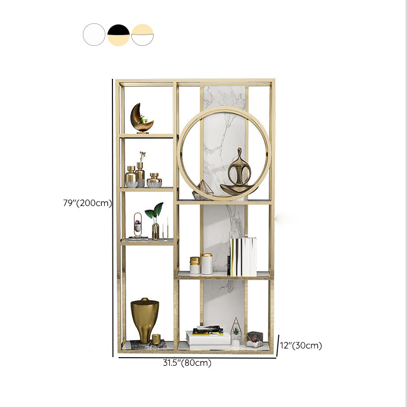 Glam Antique Finish Bookcase Metal Etagere Bookshelf with Shelves