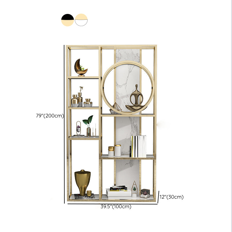 Glam Antique Finish Bookcase Metal Etagere Bookshelf with Shelves
