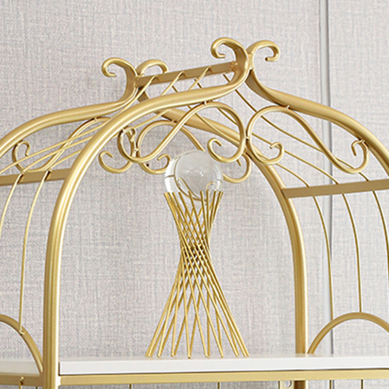 Glam Style Antique Finish Shelf Bookcase Metal Etagere Bookshelf with Shelves