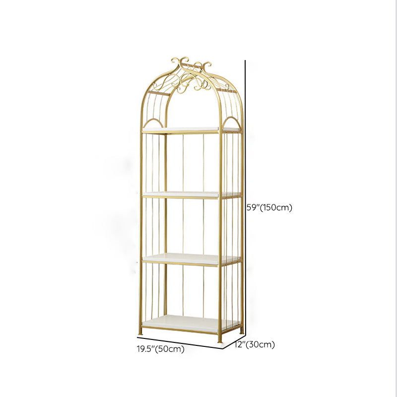 Glam Style Antique Finish Shelf Bookcase Metal Etagere Bookshelf with Shelves