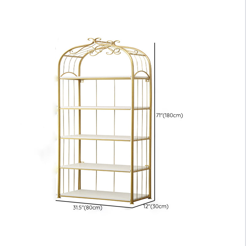 Glam Style Antique Finish Shelf Bookcase Metal Etagere Bookshelf with Shelves