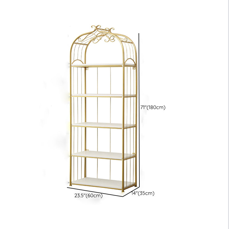 Glam Style Antique Finish Shelf Bookcase Metal Etagere Bookshelf with Shelves