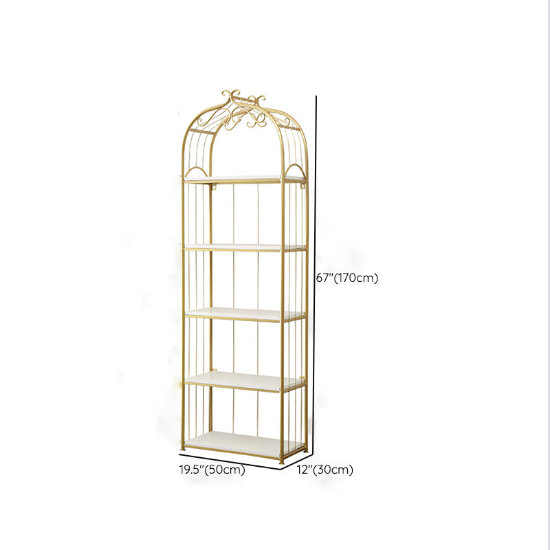 Glam Style Antique Finish Shelf Bookcase Metal Etagere Bookshelf with Shelves
