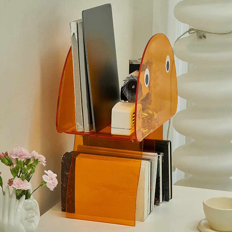 Modern Antique Finish Shelf Bookcase Acrylic Geometric Bookshelf