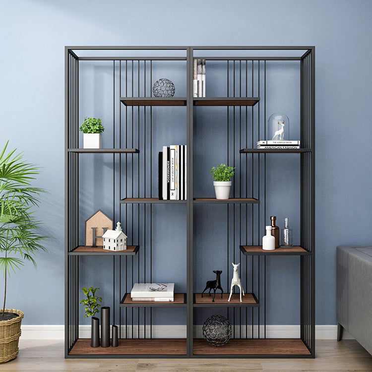 Modern Antique Finish Shelf Bookcase Metal Etagere Bookshelf with Shelves