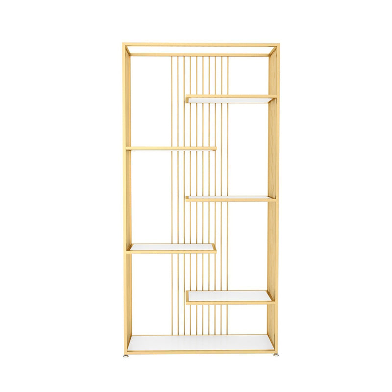 Modern Antique Finish Shelf Bookcase Metal Etagere Bookshelf with Shelves