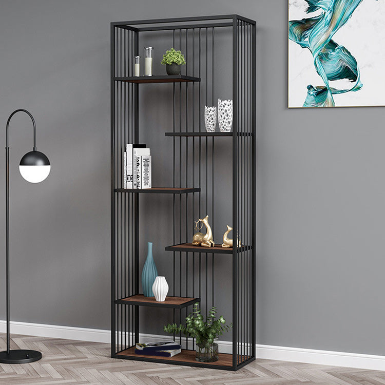 Modern Antique Finish Shelf Bookcase Metal Etagere Bookshelf with Shelves