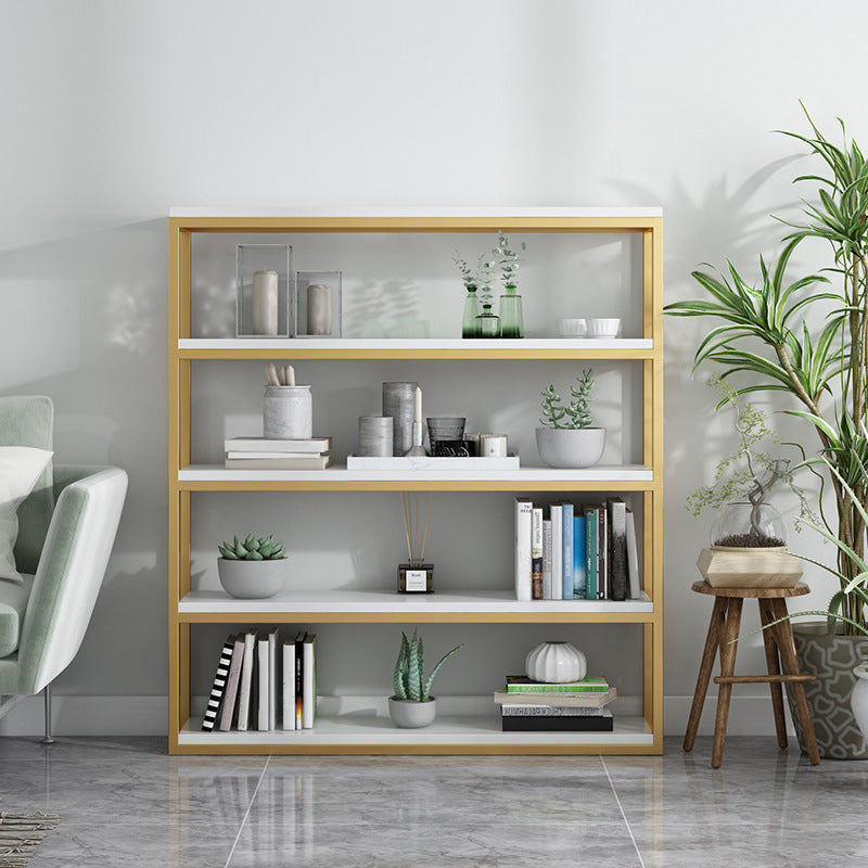 Glam Antique Finish Shelf Bookcase Metal Bookshelf with Rectangular Shelves