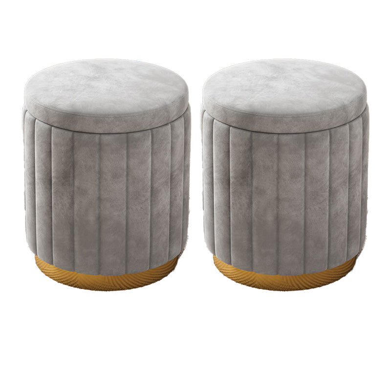 Velvet Ottoman Whole Colored Cylinder Shape Fade Resistant Ottoman with Storage