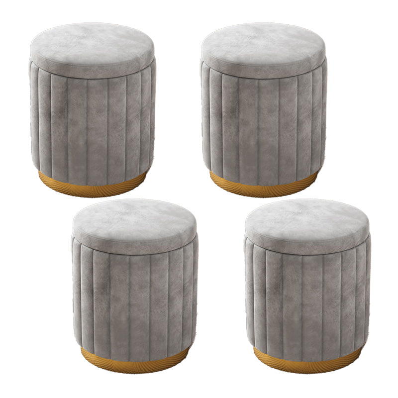Velvet Ottoman Whole Colored Cylinder Shape Fade Resistant Ottoman with Storage