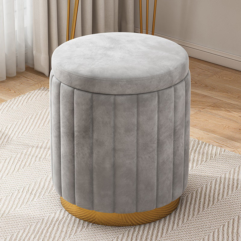 Velvet Ottoman Whole Colored Cylinder Shape Fade Resistant Ottoman with Storage