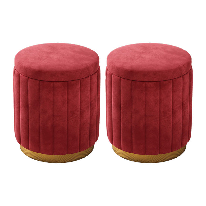 Velvet Ottoman Whole Colored Cylinder Shape Fade Resistant Ottoman with Storage
