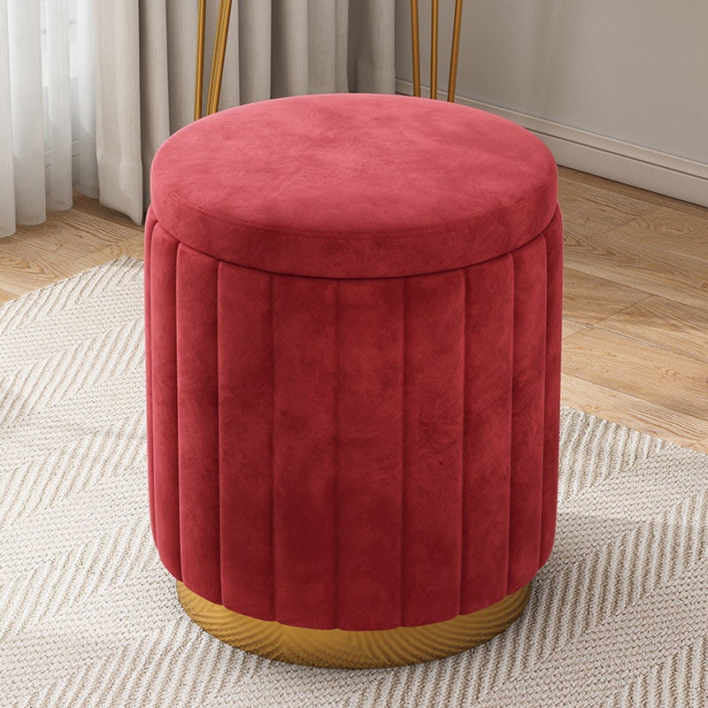 Velvet Ottoman Whole Colored Cylinder Shape Fade Resistant Ottoman with Storage