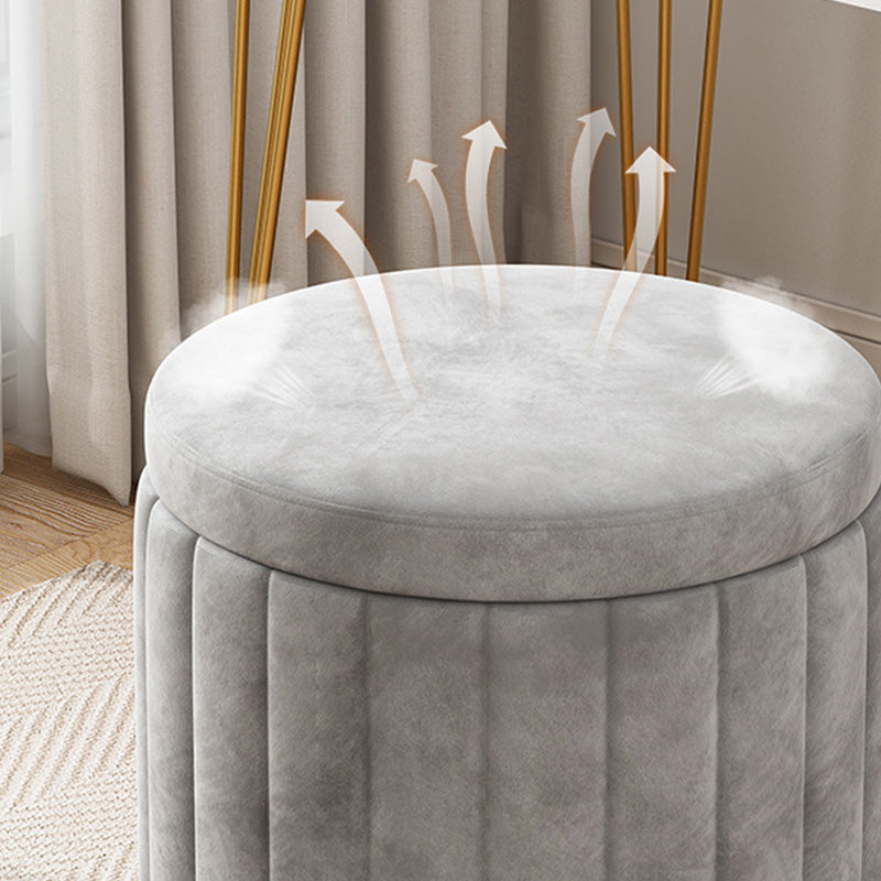 Velvet Ottoman Whole Colored Cylinder Shape Fade Resistant Ottoman with Storage