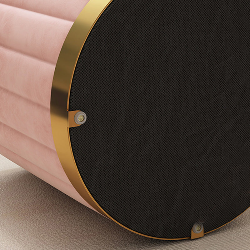 Velvet Ottoman Whole Colored Cylinder Shape Fade Resistant Ottoman with Storage