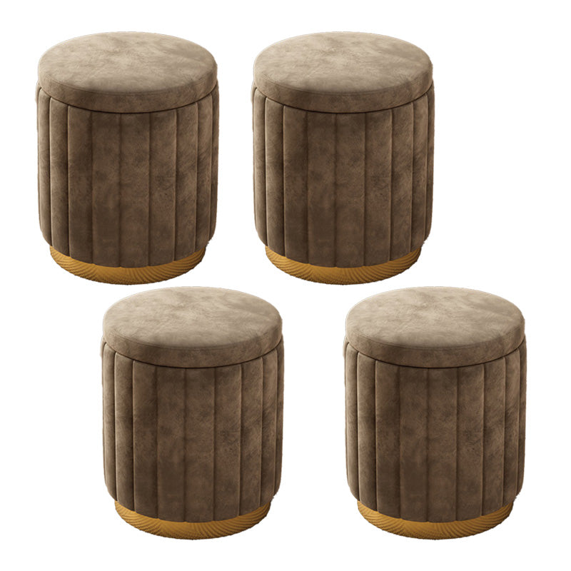 Velvet Ottoman Whole Colored Cylinder Shape Fade Resistant Ottoman with Storage