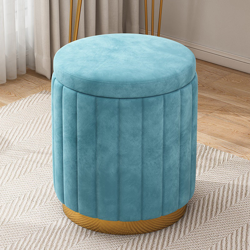 Velvet Ottoman Whole Colored Cylinder Shape Fade Resistant Ottoman with Storage